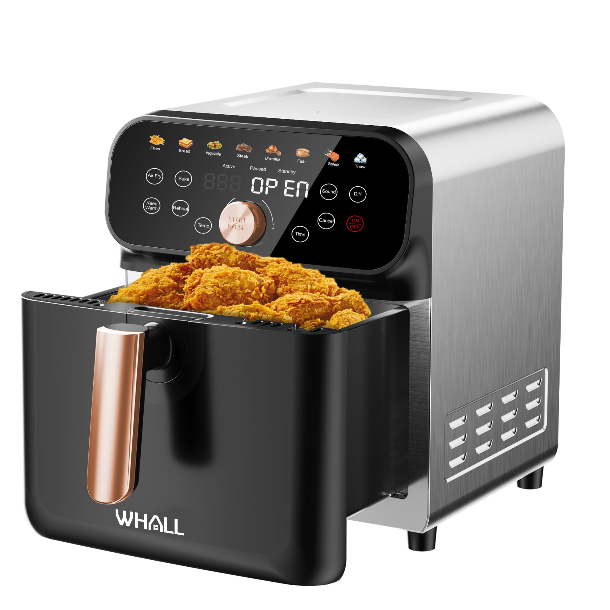 WHALL® Air Fryer - 6.2QT Air Fryer Oven, 12-in-1 Stainless Steel Air Fryer with LED Smart Touchscreen, Reduce 85% Fat, 1600W, New