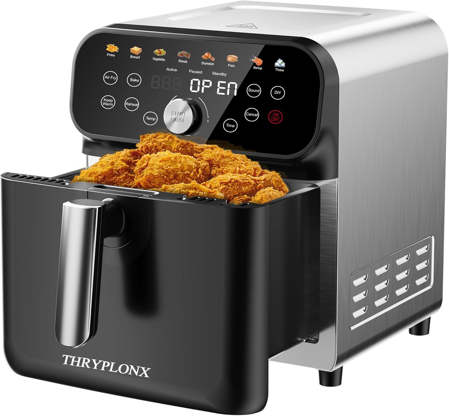 Thryplonx Air Fryer - 6.2QT Air Fryer Oven, 12-in-1 Stainless Steel Air Fryer with LED Smart Touchscreen, Reduce 85% Fat, 1600W, New